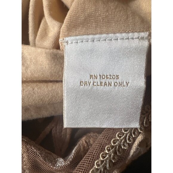 Sundance Beige Tan Embroidered V Neck Short Sleeve Cocktail Dress Size Petite La - Picture 5 of 6